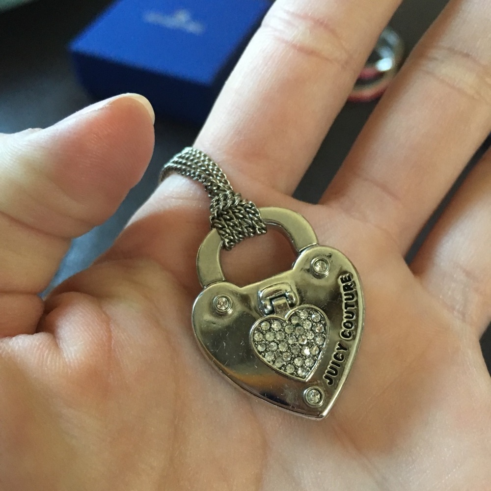 Silver juicy couture heart locket necklace